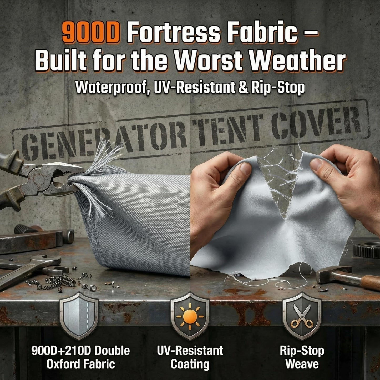 Generator Cover While Running - Heavy Duty Waterproof Generator Enclosure for Most 5000-10000 Watt Outdoor Portable Generators, Compatible with Predator, Westinghouse, Champion,32X24X24In. Beige