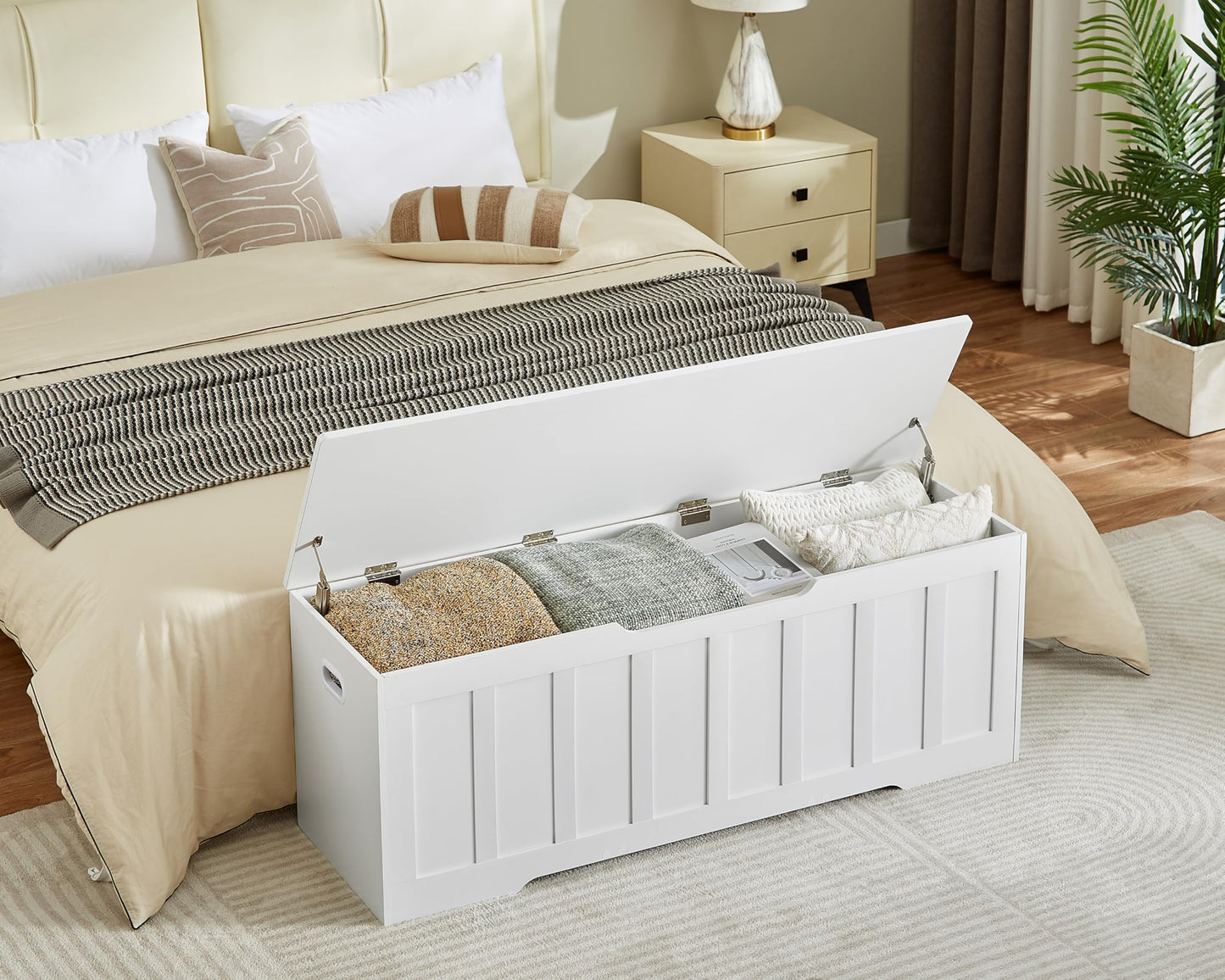 VANKILEY 51.2" Storage Chest Extra Large,Wooden Storage Bench,White