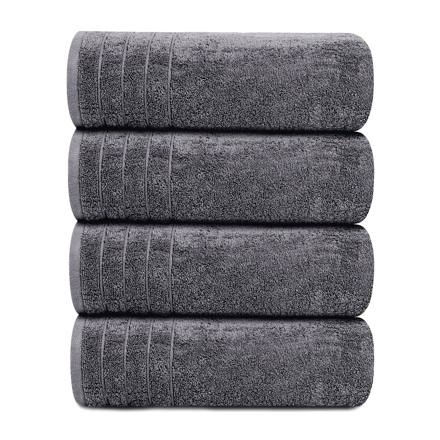 Tens Towels Pack of 4 Extra Large Bath Towels 30 x 60 Inches, 100% Cotton, Larger & Lighter Weight, Quicker to Dry, Super Soft and Absorbent, Perfect for Bathroom, Dark Grey