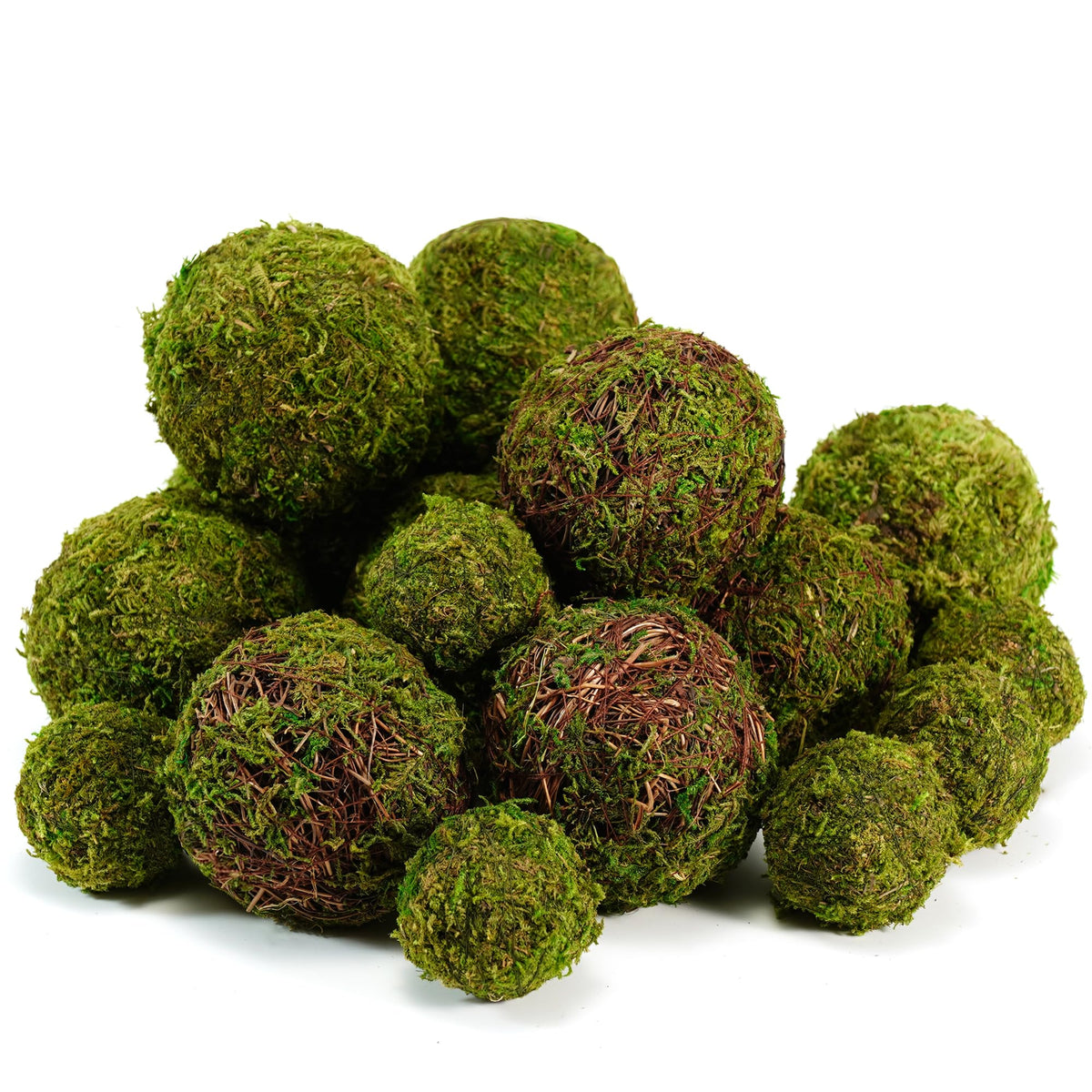 BYHER Decorative Moss Balls Set - 18pcs Fake Moss Balls for Bowl Fillers, Centerpiece Decor, Home Decor, Vase Fillers, Wedding Decor, Table Arrangements, Coffee Accents, DIY Crafts (Mix-Set of 18)