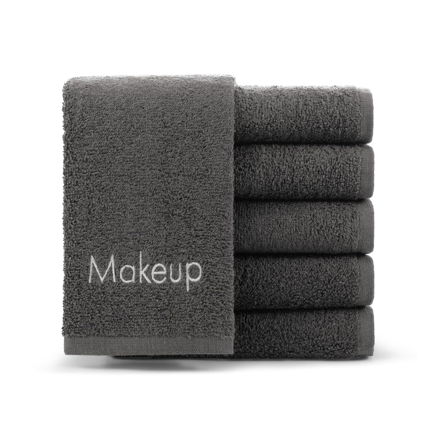 Arkwright Makeup Remover Fingertip Towels 6 Pack - 100% Cotton Face Towels, Soft Reusable Washcloths, Gentle Facial Cleansing for Waterproof Makeup, 11 x 17, Grey