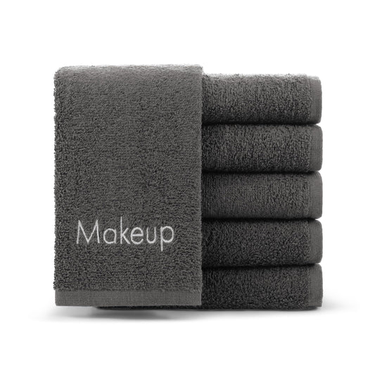 Arkwright Makeup Remover Fingertip Towels 6 Pack - 100% Cotton Face Towels, Soft Reusable Washcloths, Gentle Facial Cleansing for Waterproof Makeup, 11 x 17, Grey