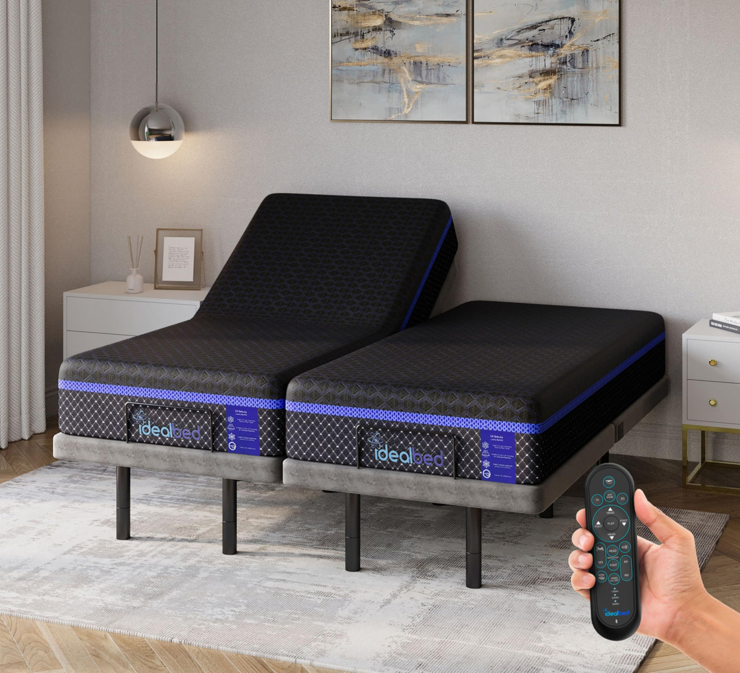 iDealBed G4 Nova Luxury Memory Foam Mattress + 4i Custom Adjustable Bed, Pressure Relief Support, Cooling Temp Regulation, Advanced Silent Operation, Massage (Nova Medium Soft, Split Califonia King)
