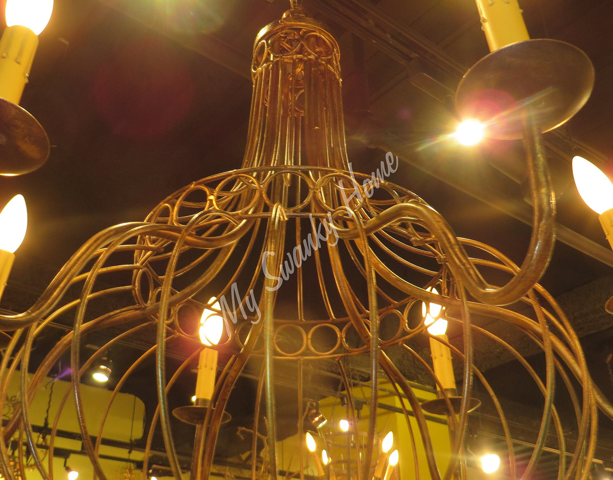 MY SWANKY HOME Bronze Iron French Basket Candle Chandelier | Romantic Country Cottage Globe