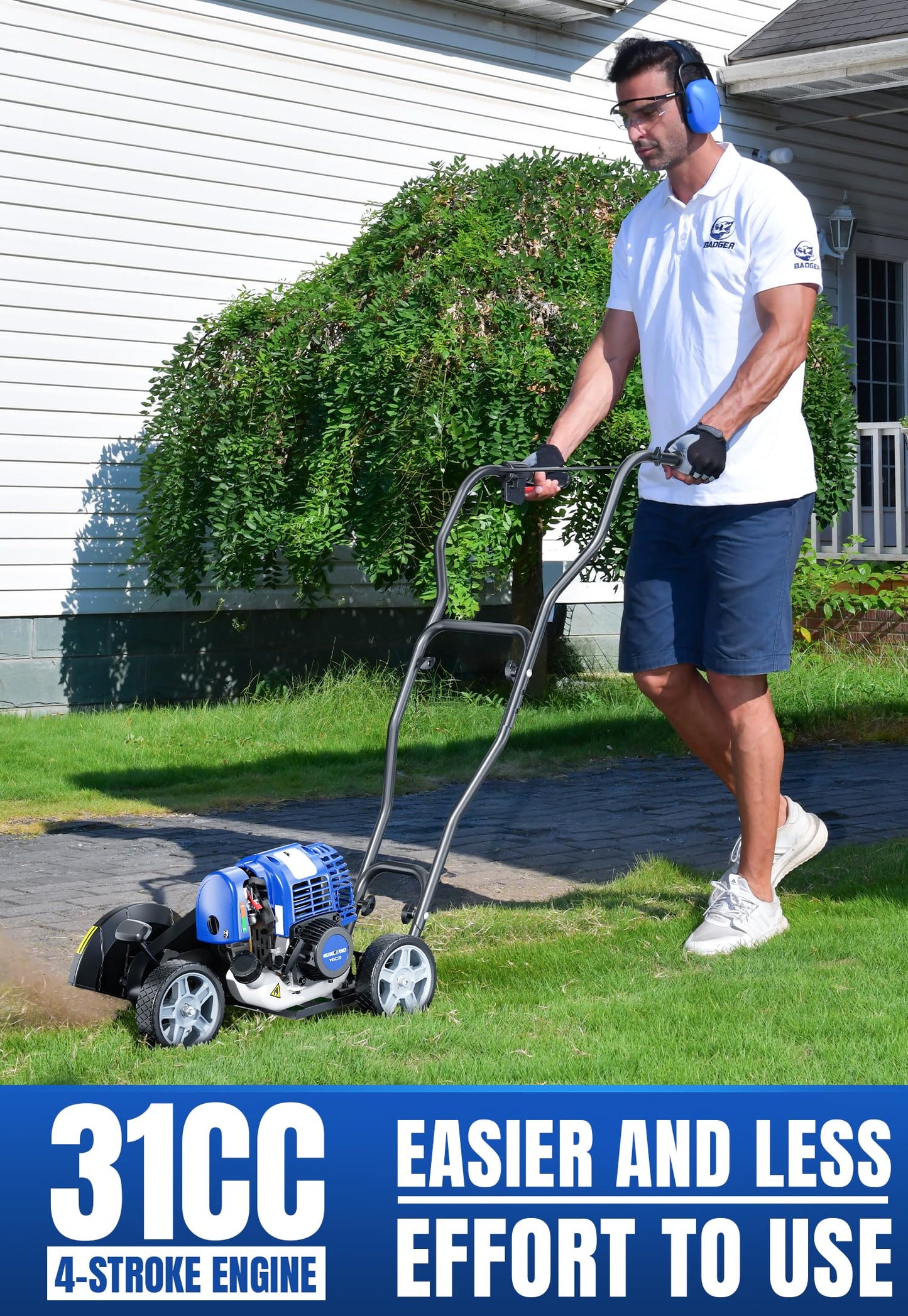 Wild Badger Power Sidewalk Edger Lawn Tool Gas 31cc WB31CCED, Blue