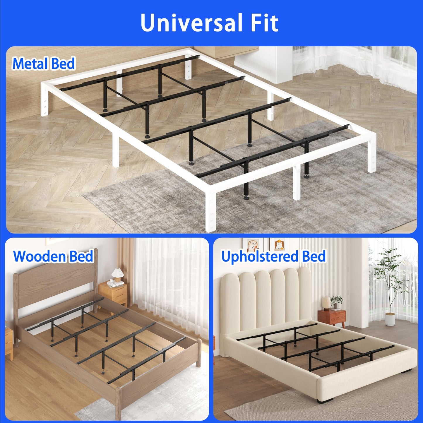 Macbimony Bed Frame Center Support 50”-81”Adjustable Bed Slats Reinforcing