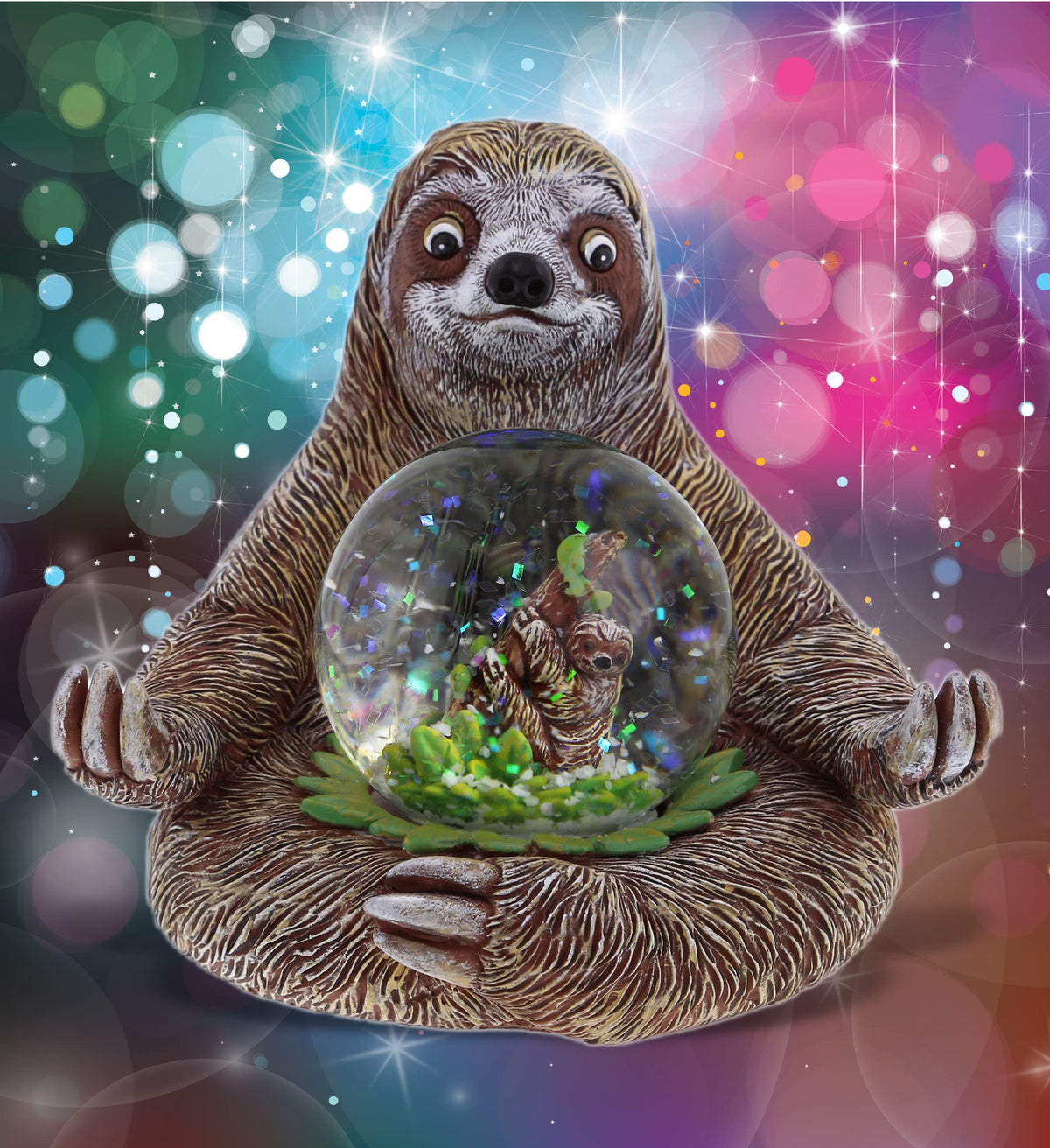 CoTa Global Sloth Snow Globe – Sparkly Pink Glitter Snow Globe with Cute Animal Figurine, Decorative Tabletop Ornament, Collectible Sloth Globe Decor for Adults, Home, Desk, or Shelf Display - 45 mm
