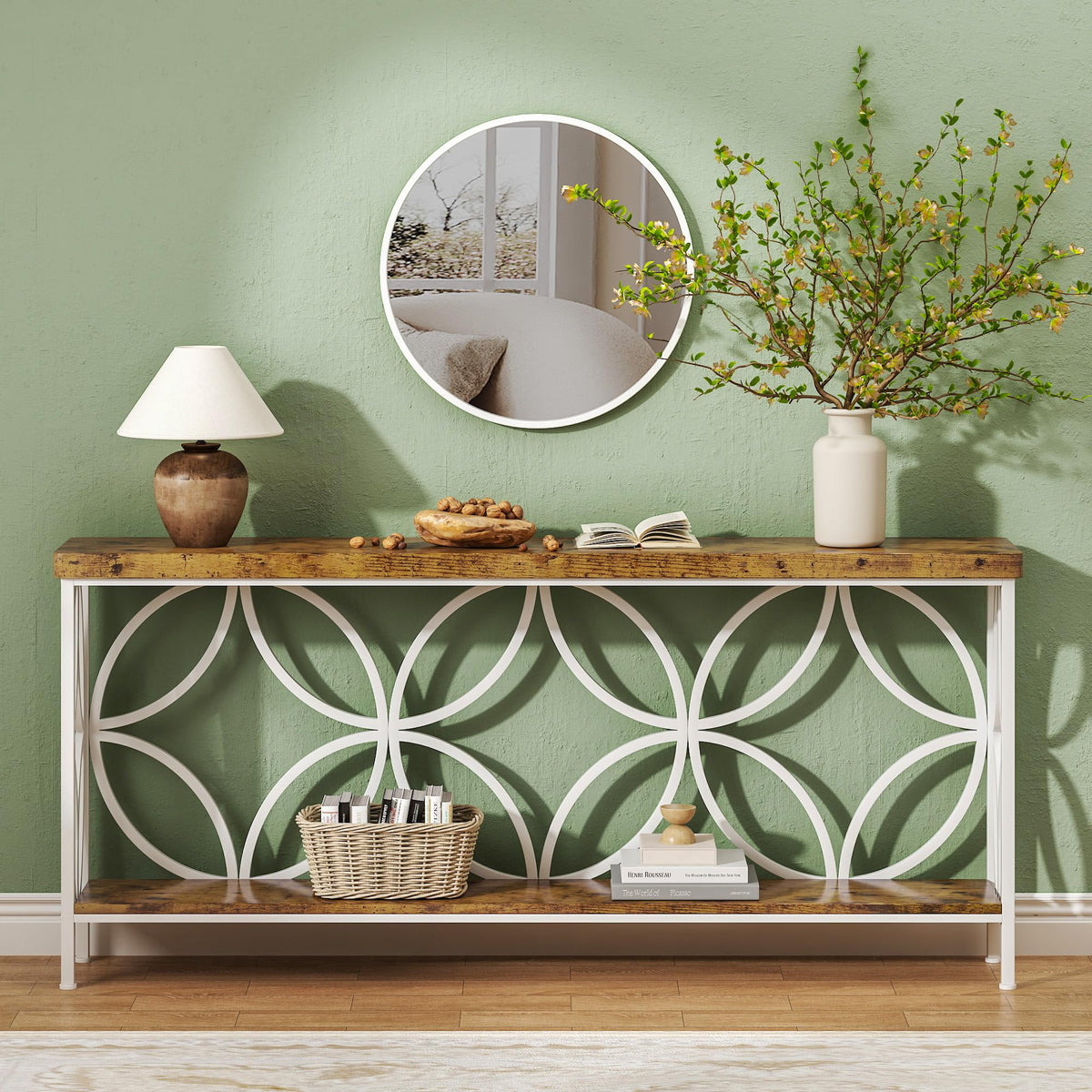 70.9 inch Extra Long Sofa Table, Industrial Console Table Behind Couch