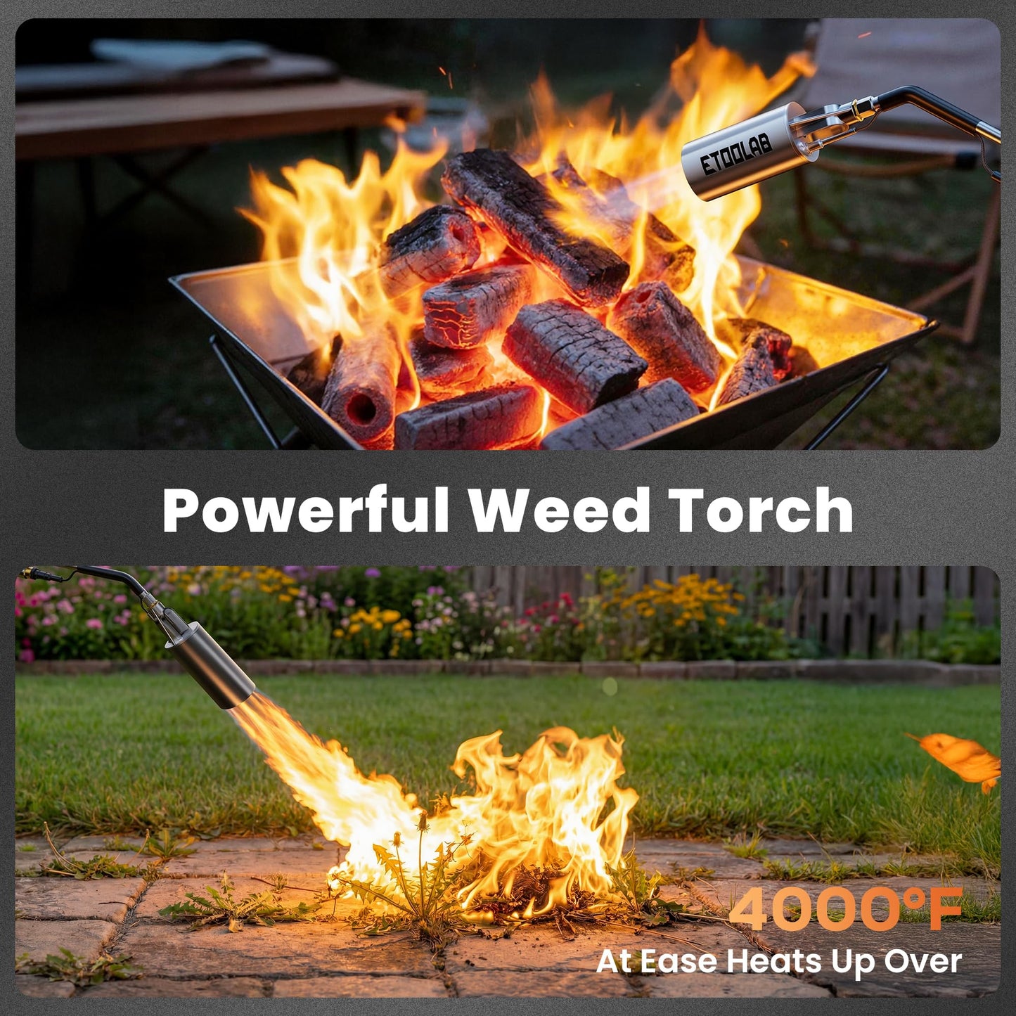 Propane Torch Weed Burner, 14FT Hose High Output Weed Torch with Self Igniter and Turbo Trigger, Heavy Duty Propane Weed torch for Weeding,Melting Snow,BBQ,Roof Asphalt Work