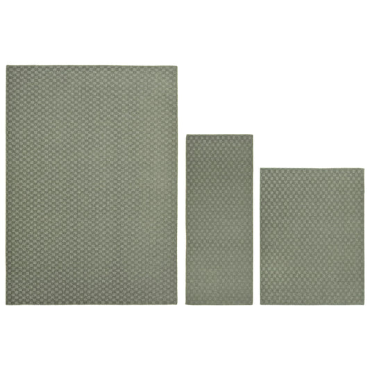 Garland Rug Medallion 3 Piece Rug Set (5'x7', 3'x4', 24"x60") Sage Living Rooms & Hallways, Stylish & Durable for High-Traffic Areas