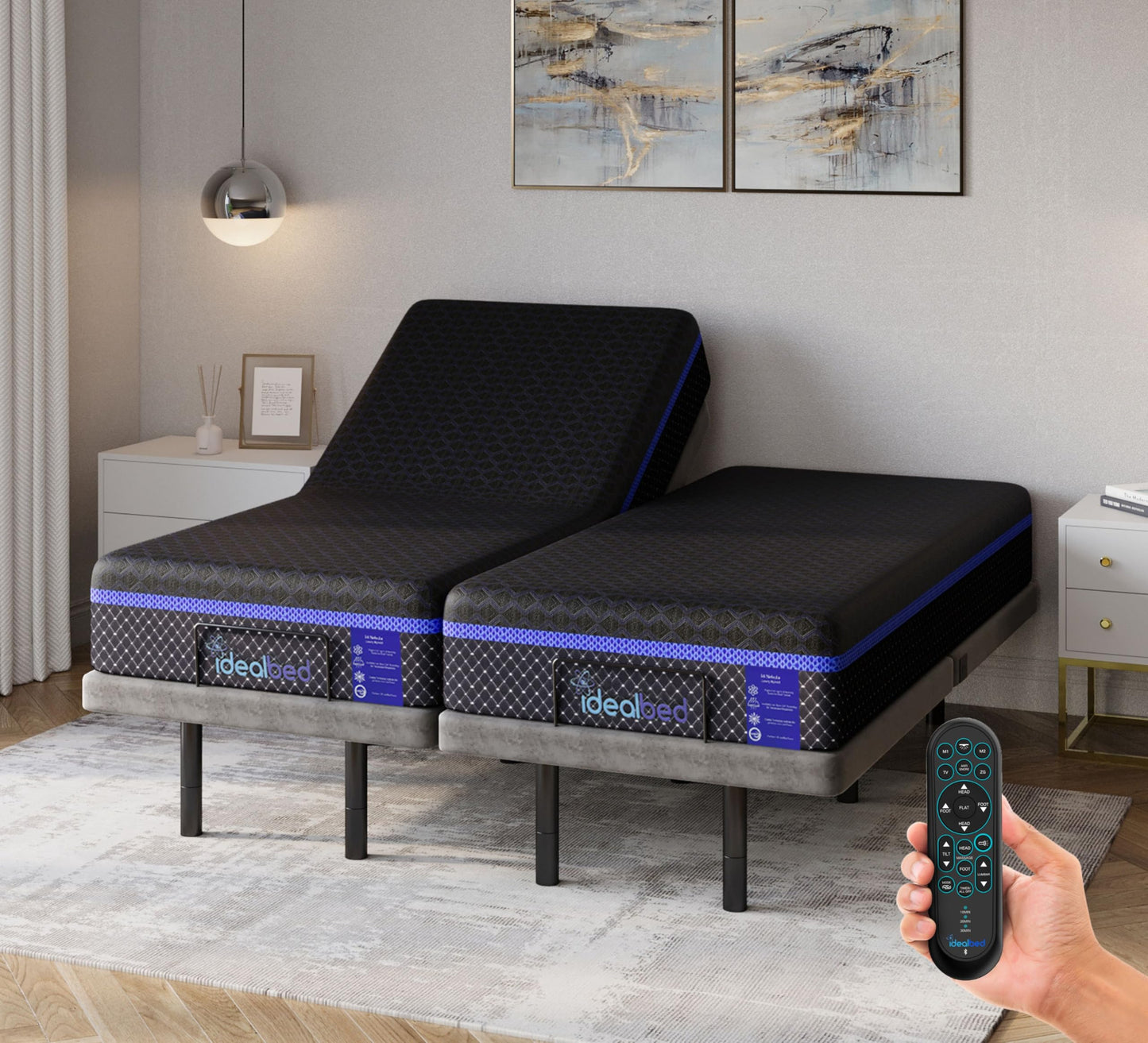 iDealBed G4 Nova Luxury Memory Foam Mattress 7i Custom Adjustable Bed Sleep System, Comfort, Cooling & Support, Silent Performance, Lumbar Support, Pillow Tilt (Firm, Split California King)