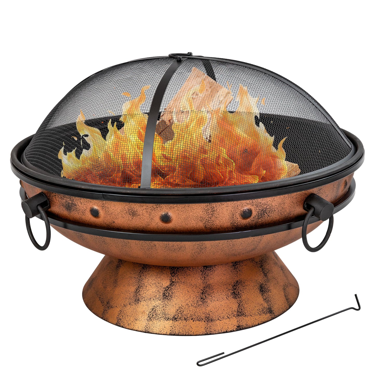 Sunnydaze 30-Inch Royal Cauldron Outdoor Patio Fire Pit, Copper Finish