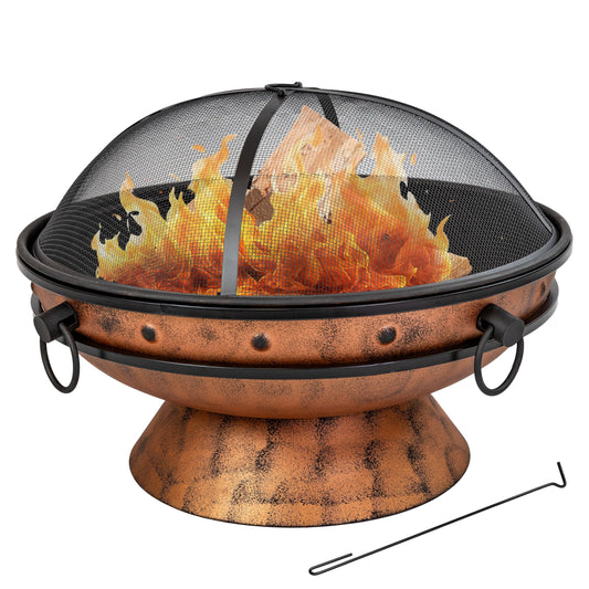 Sunnydaze 30-Inch Royal Cauldron Outdoor Patio Fire Pit, Copper Finish