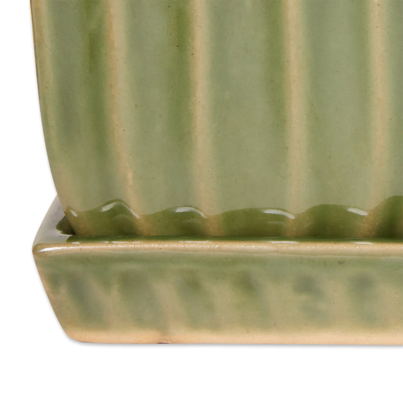 GREEN SQUARE CERAMIC SMALL PLANTER SET OF 3