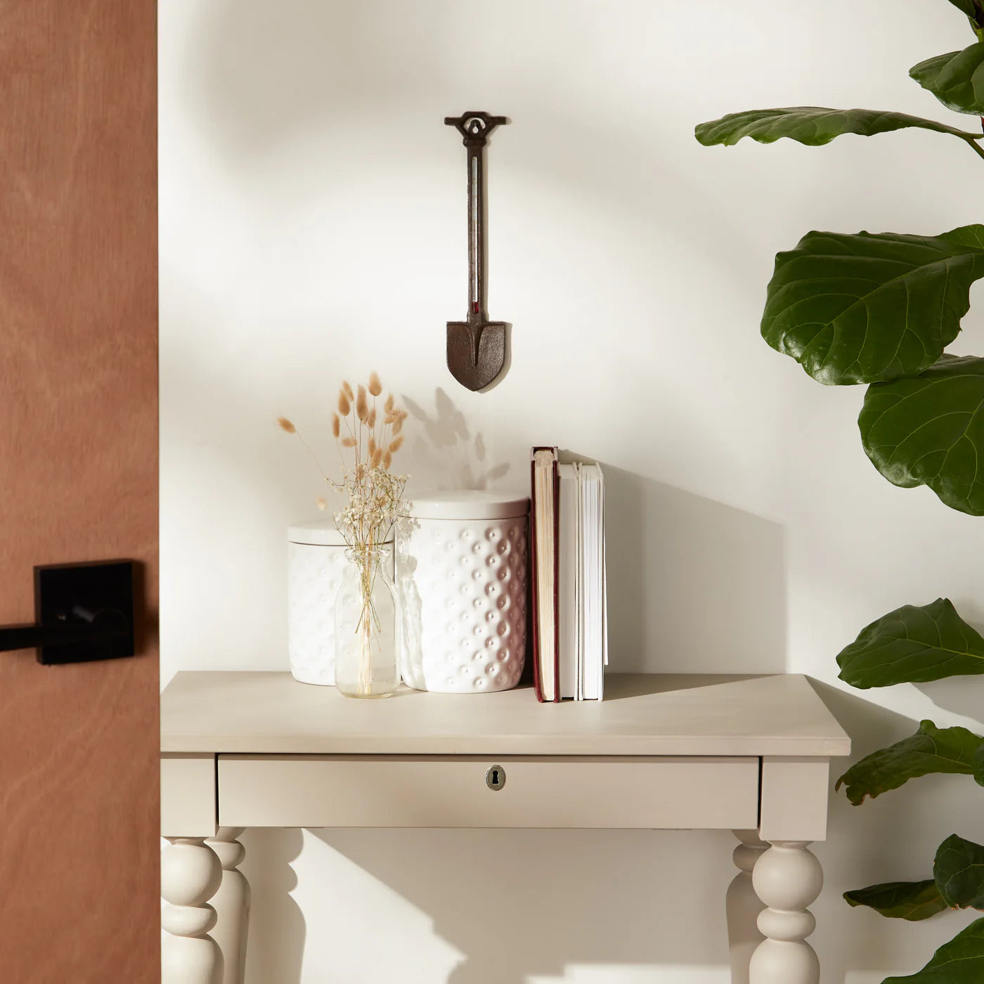 GARDEN SHOVEL CAST IRON THERMOMETER