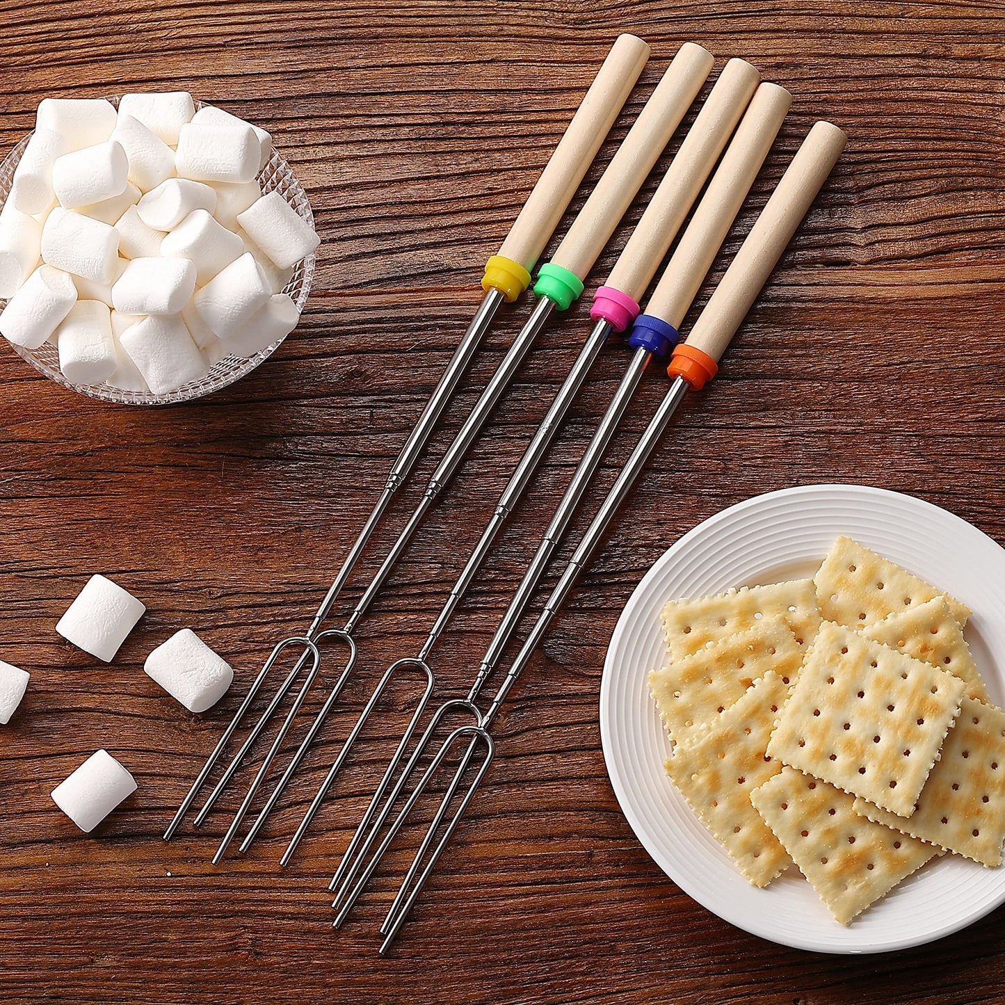 UNCO- Marshmallow Roasting Sticks, 32”, 5 Pack, Dark Brown