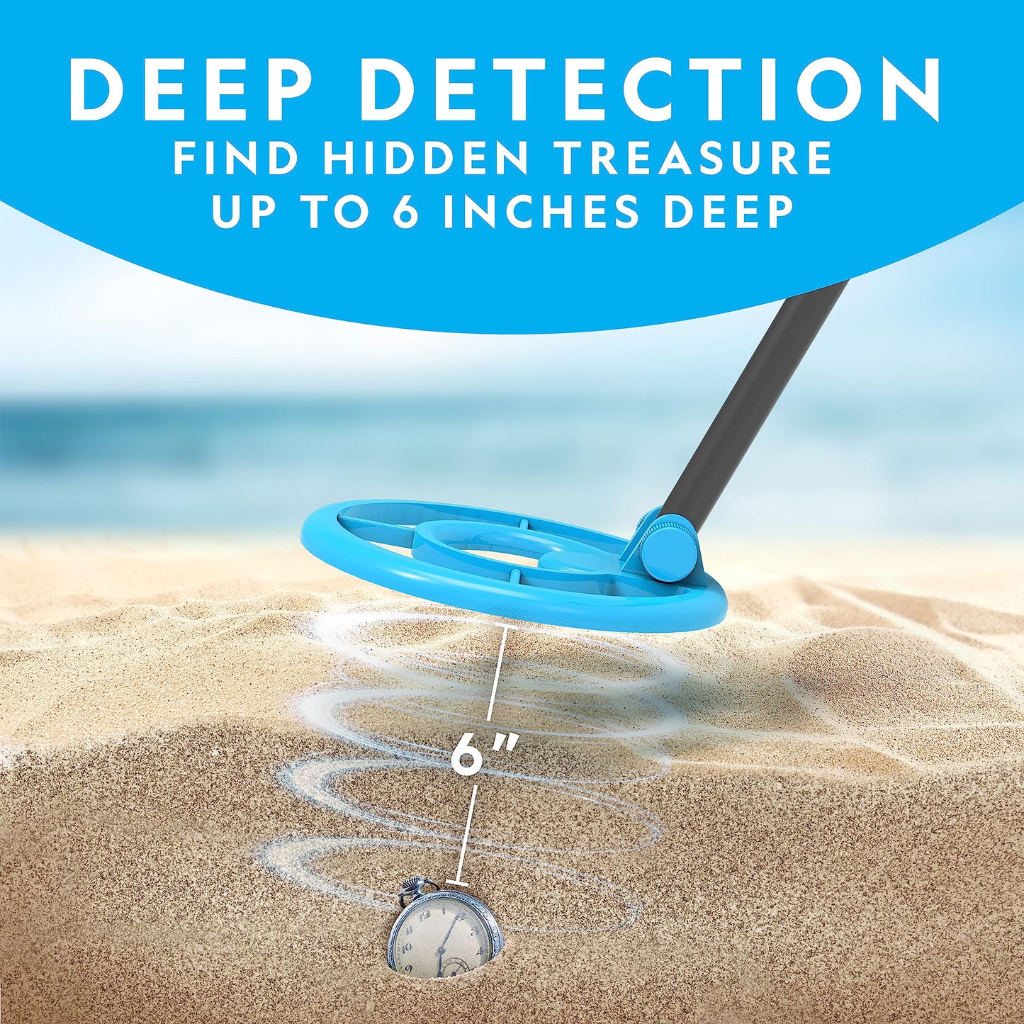 NATIONAL GEOGRAPHIC Metal Detector for Kids - 7.4" Waterproof Metal Detector Coil, Lightweight Gold Detector with Pinpoint Function & LCD Display, Beach Metal Detector (Amazon Exclusive)