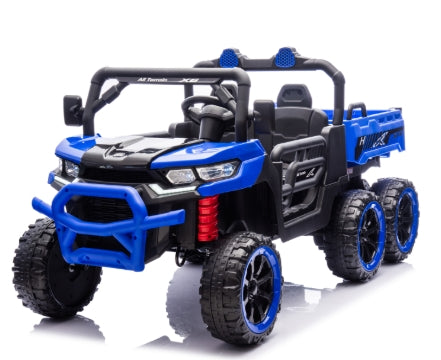24V 2 Seater Ride on Dump Truck, 4WD 6-Wheel Ride on Toys for Big Kids with Remote Control, Ride on UTV Car with Electric Dump Bed, Toy Shovel, LED Lights & Music, Suspension Spring - Ages 3+
