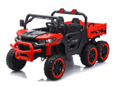 24V 2 Seater Ride on Dump Truck, 4WD 6-Wheel Ride on Toys for Big Kids with Remote Control, Ride on UTV Car with Electric Dump Bed, Toy Shovel, LED Lights & Music, Suspension Spring - Ages 3+