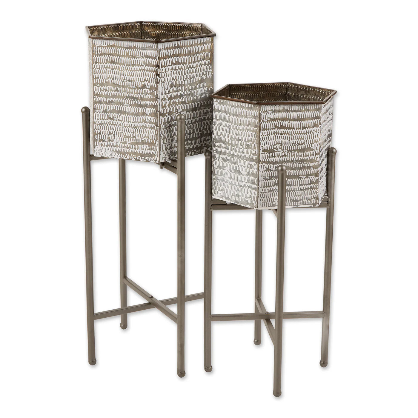 Hexagon Bucket Plant Stand Set of 2