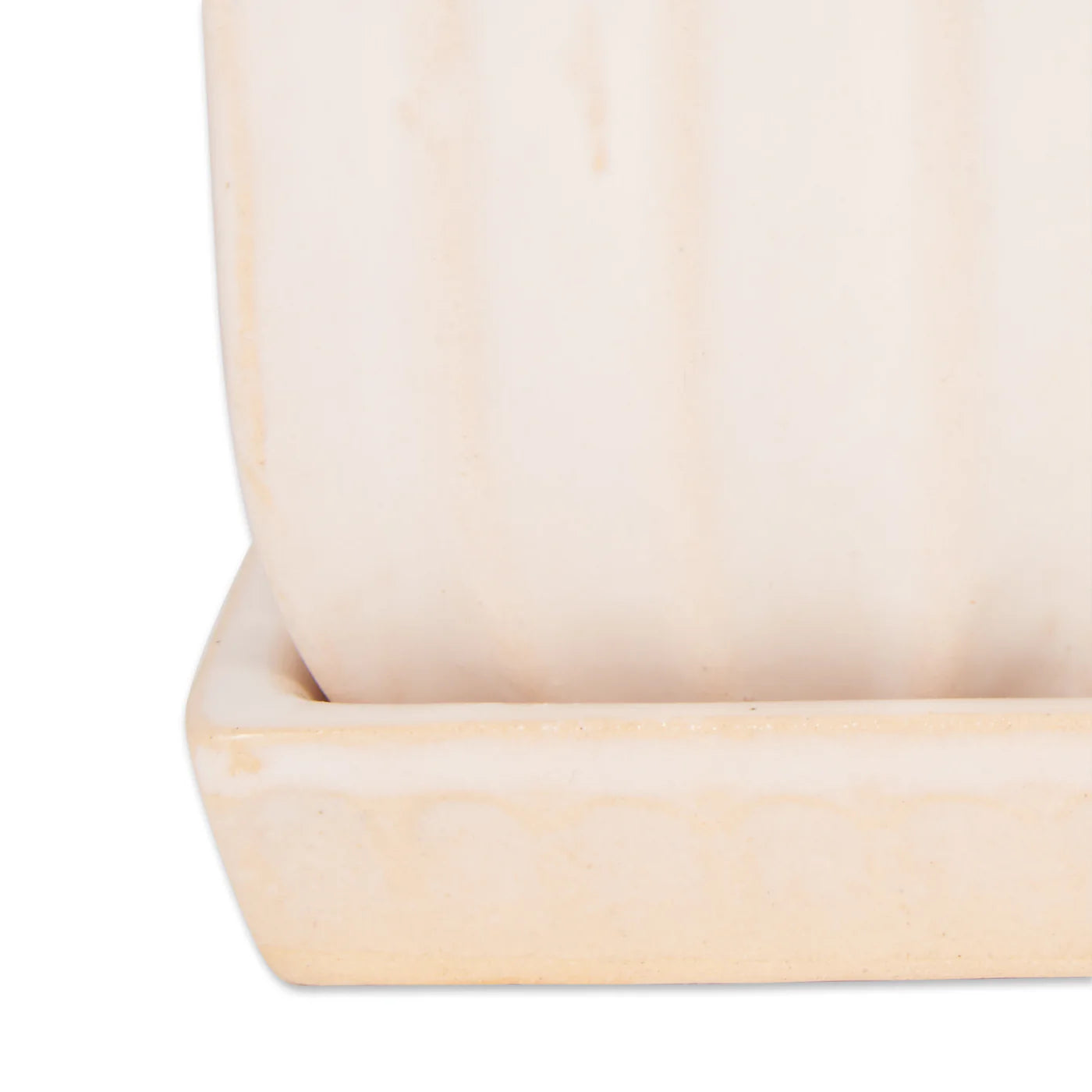 WHITE SQUARE CERAMIC SMALL PLANTER SET OF 3