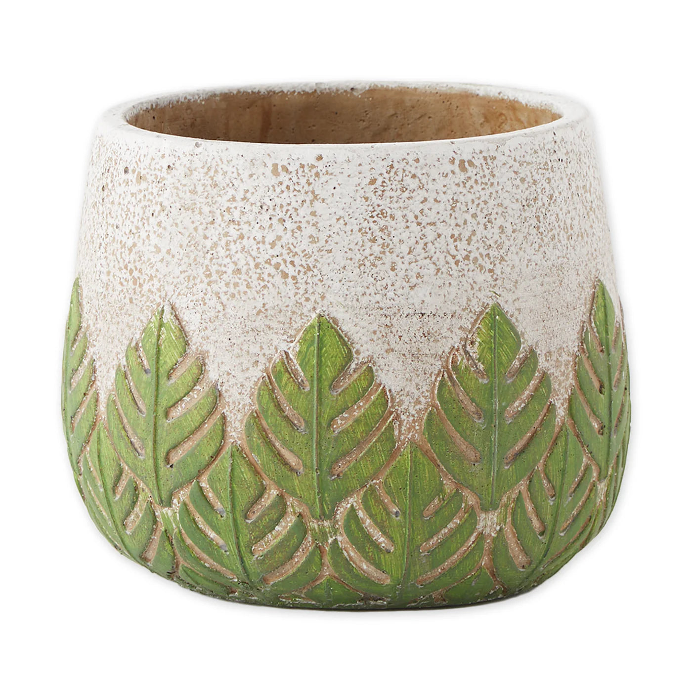 GREEK LEAF CEMENT FLOWER POT SET/2