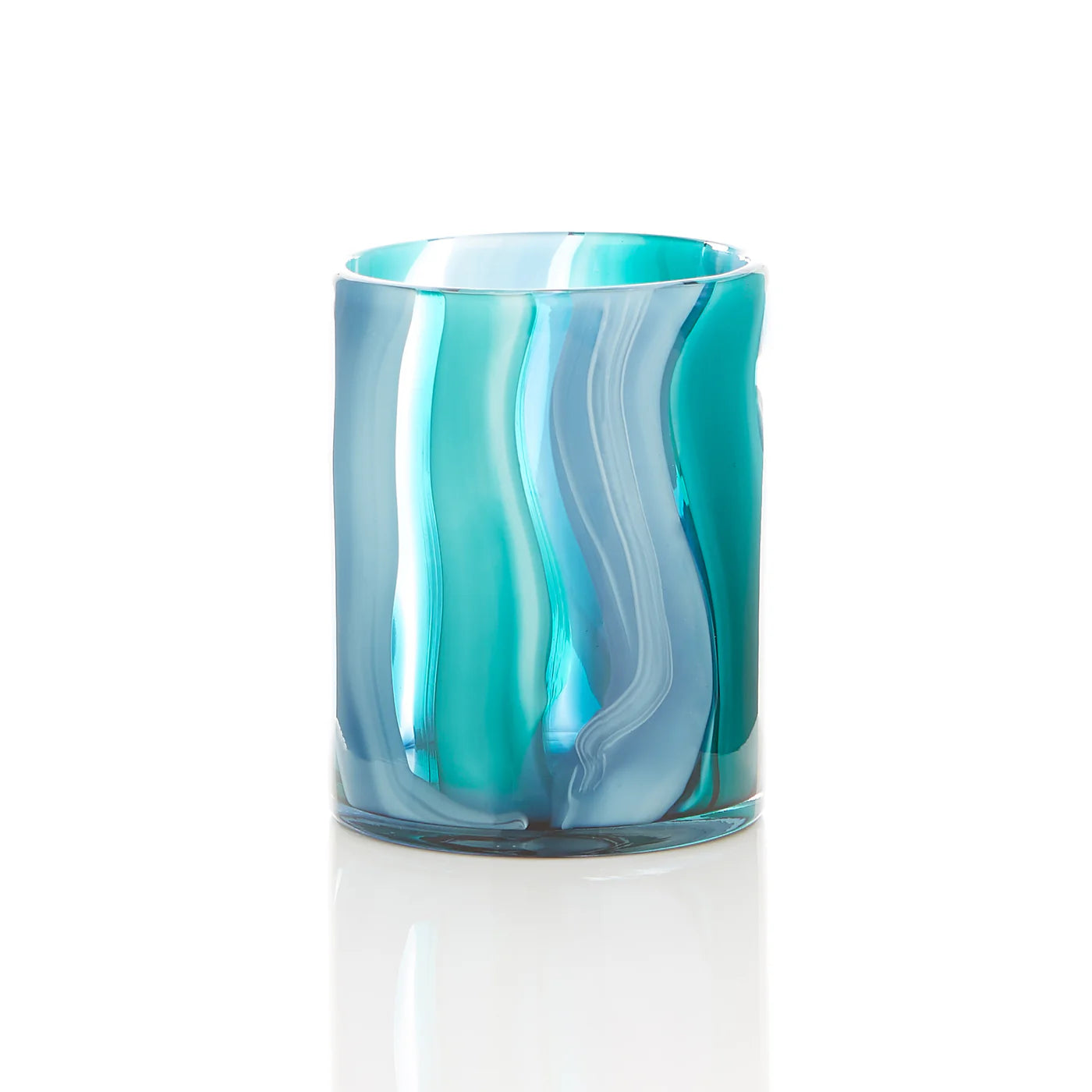 SMALL BLUE CYLINDER GLASS VASE