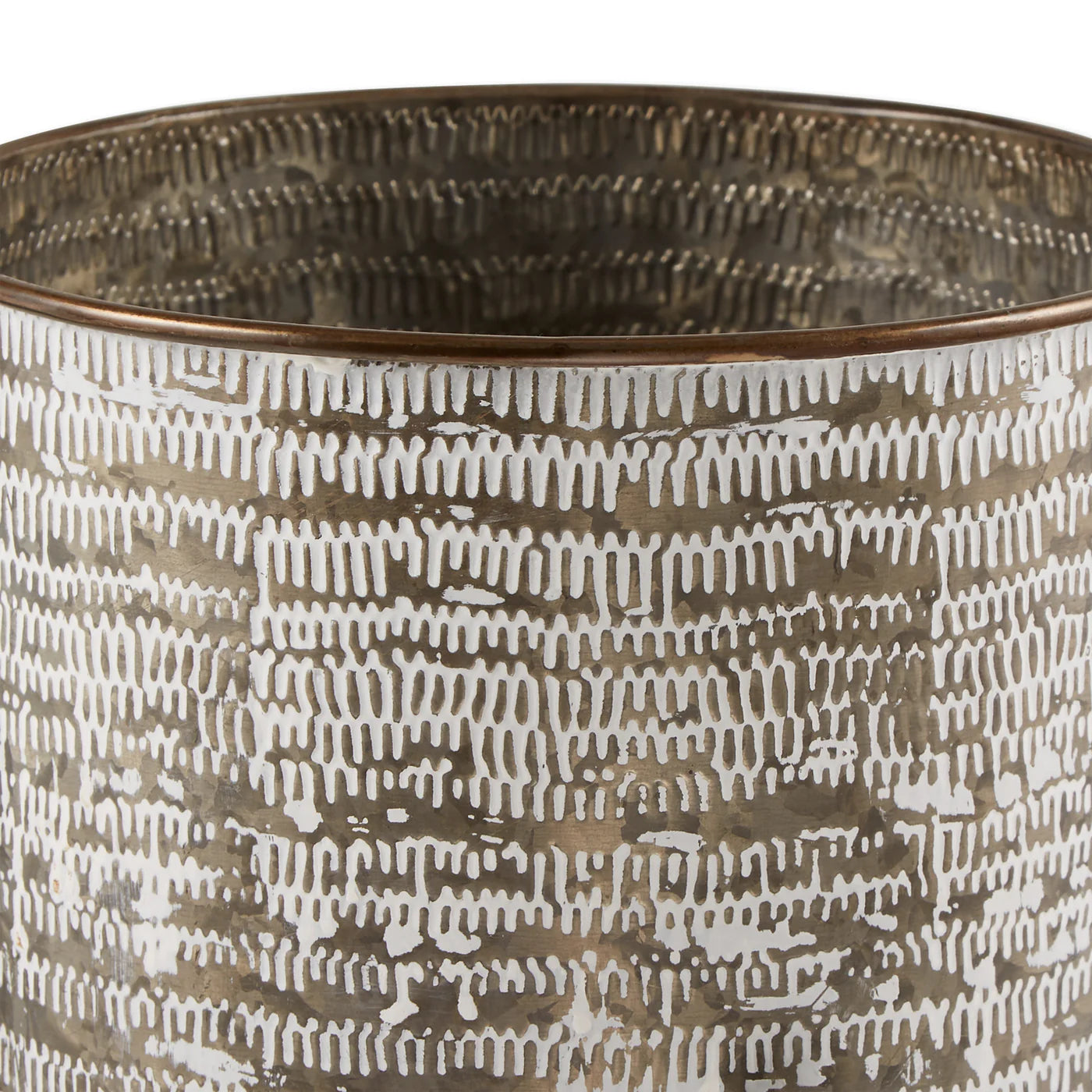 WHITE WASH GALVANIZED BUCKET PLANT STAND SET/2