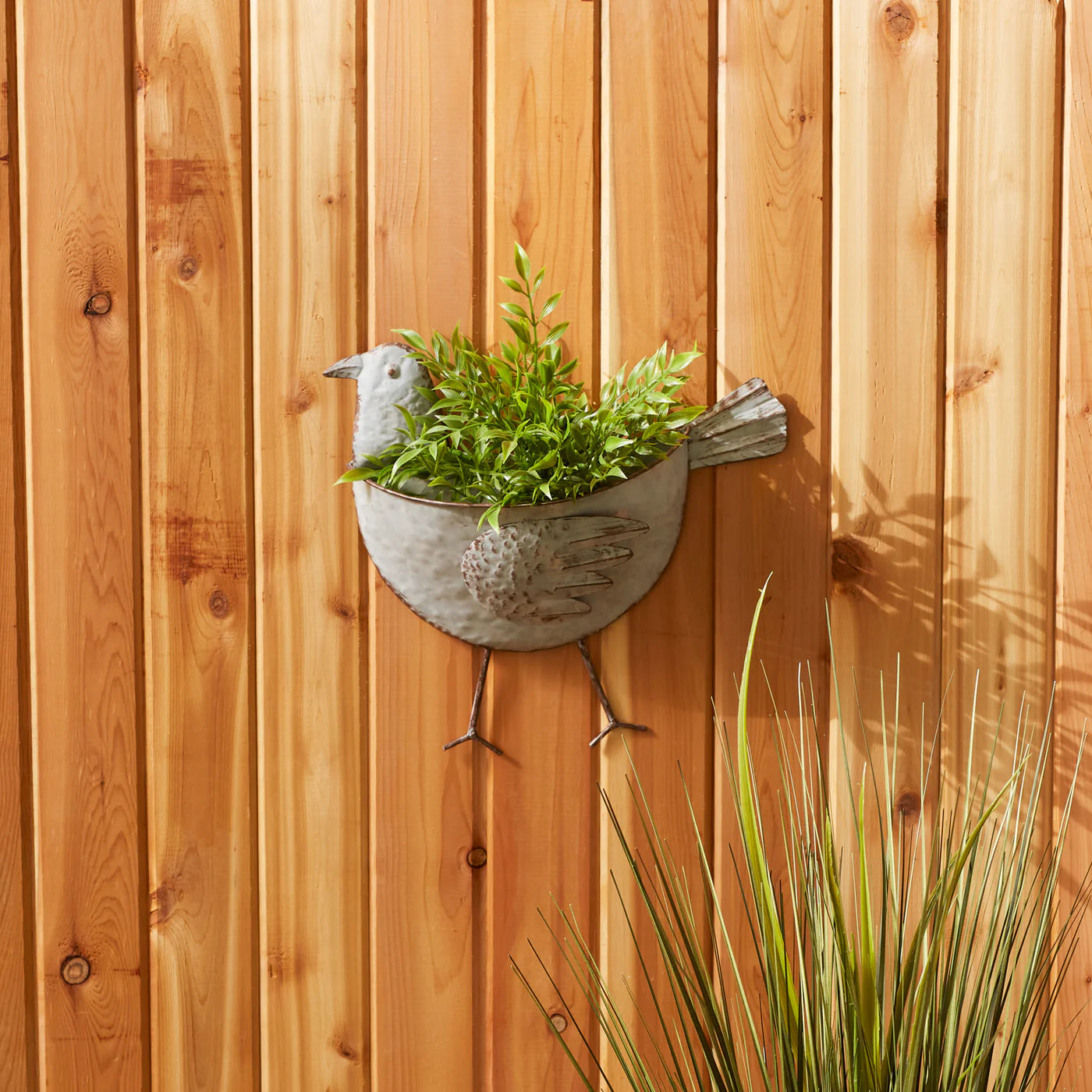 BIRD GALVANIZED WALL PLANTER