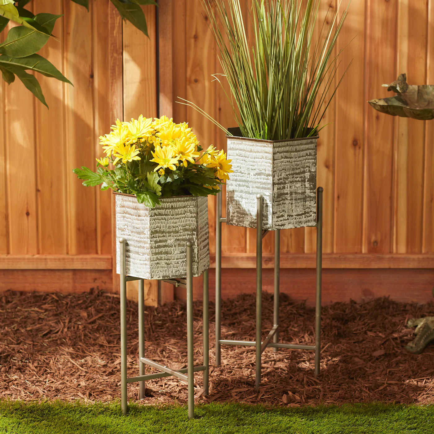 Hexagon Bucket Plant Stand Set of 2
