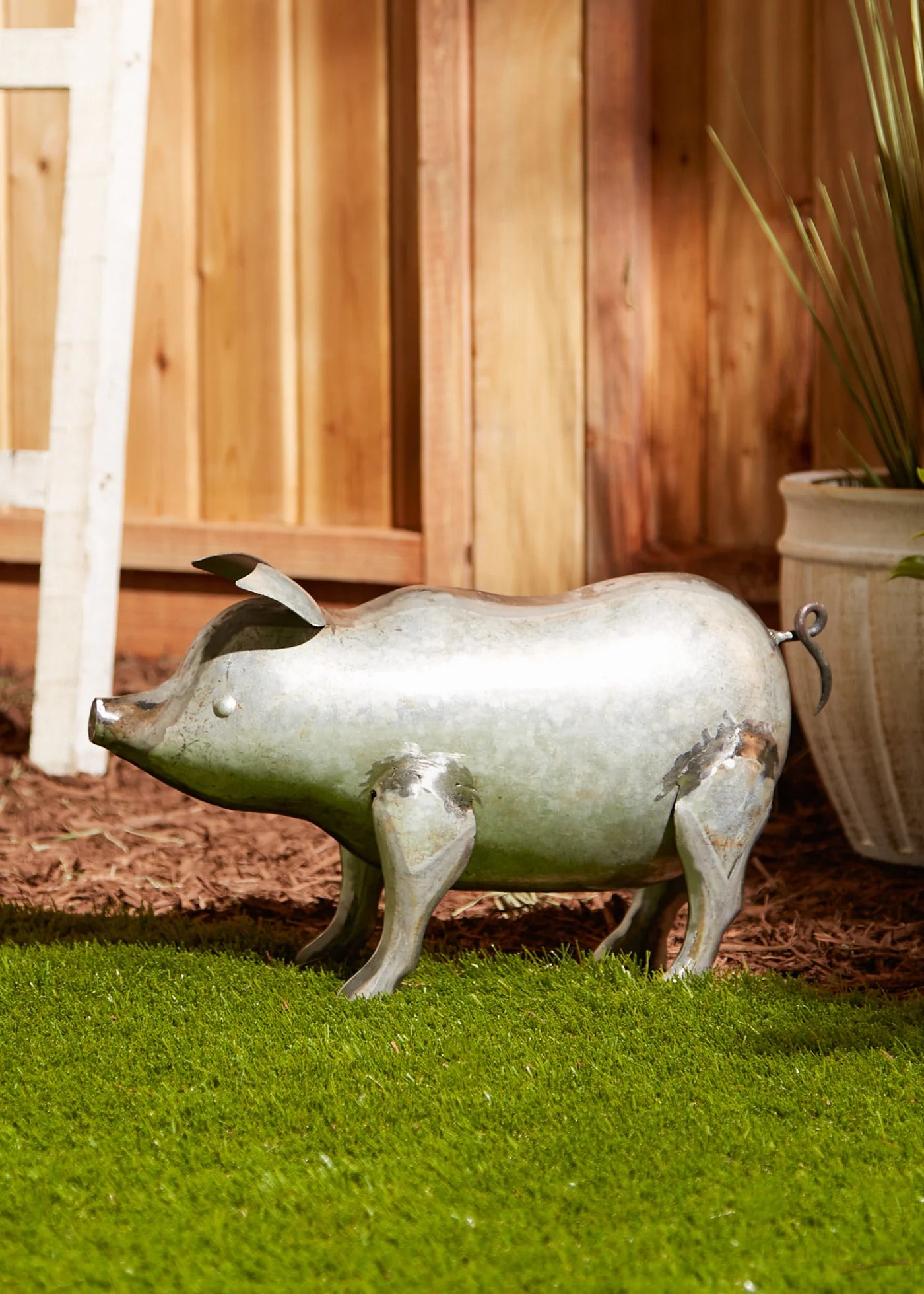 GALVANIZED PIG SCULPTURE
