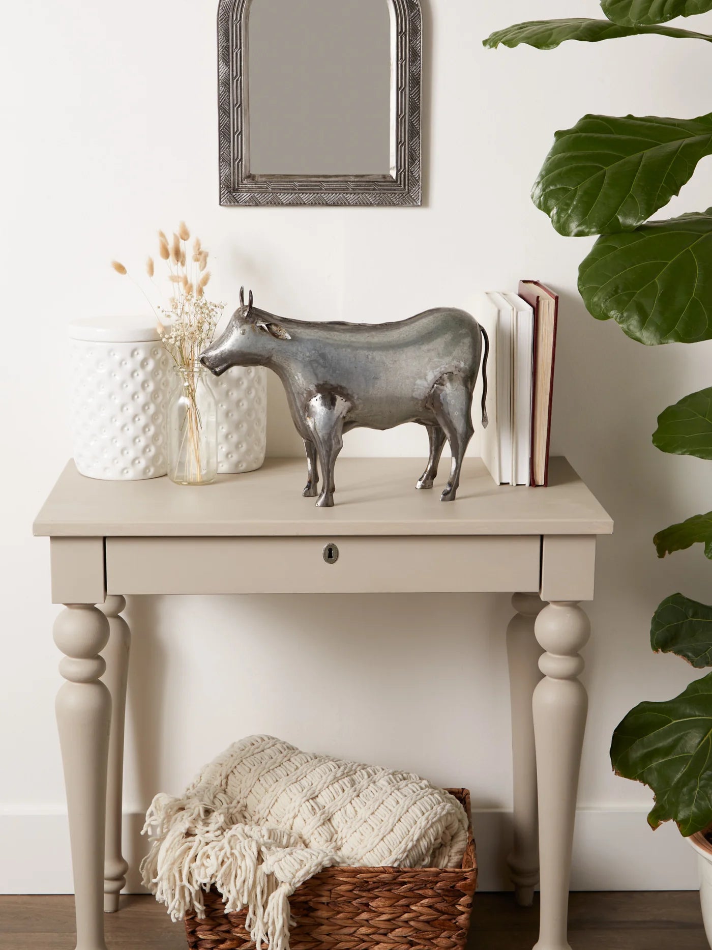 GALVANIZED COW SCULPTURE