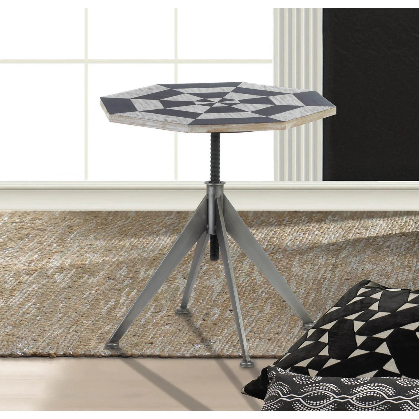 BLACK AND WHITE CHECKER SIDE TABLE
